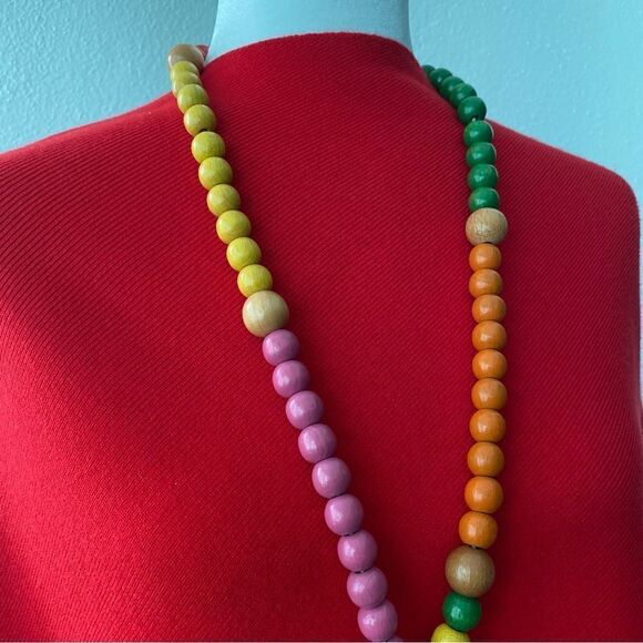 Chunky Colorful Beaded Necklace Cross Pendant - Picture 7 of 8